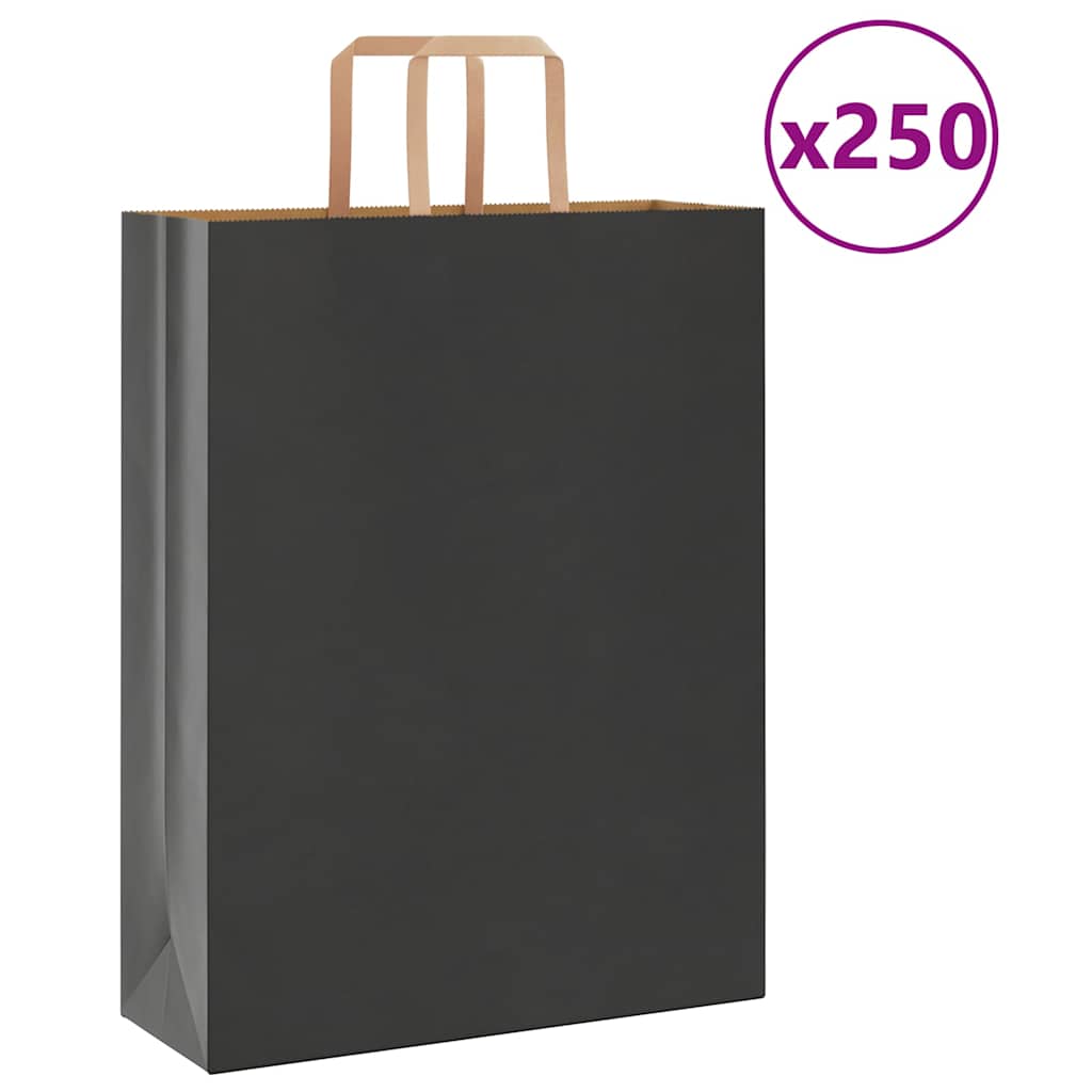 Papirposer 250 stk. med hÃ¥ndtag 32x12x42 cm sort