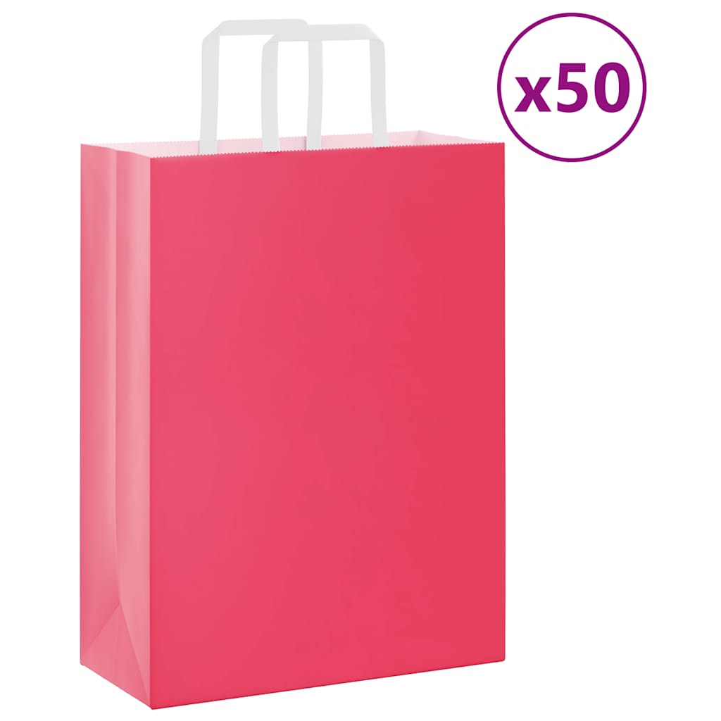 papirposer 50 stk. med håndtag 26x12x35 cm lyserød billede