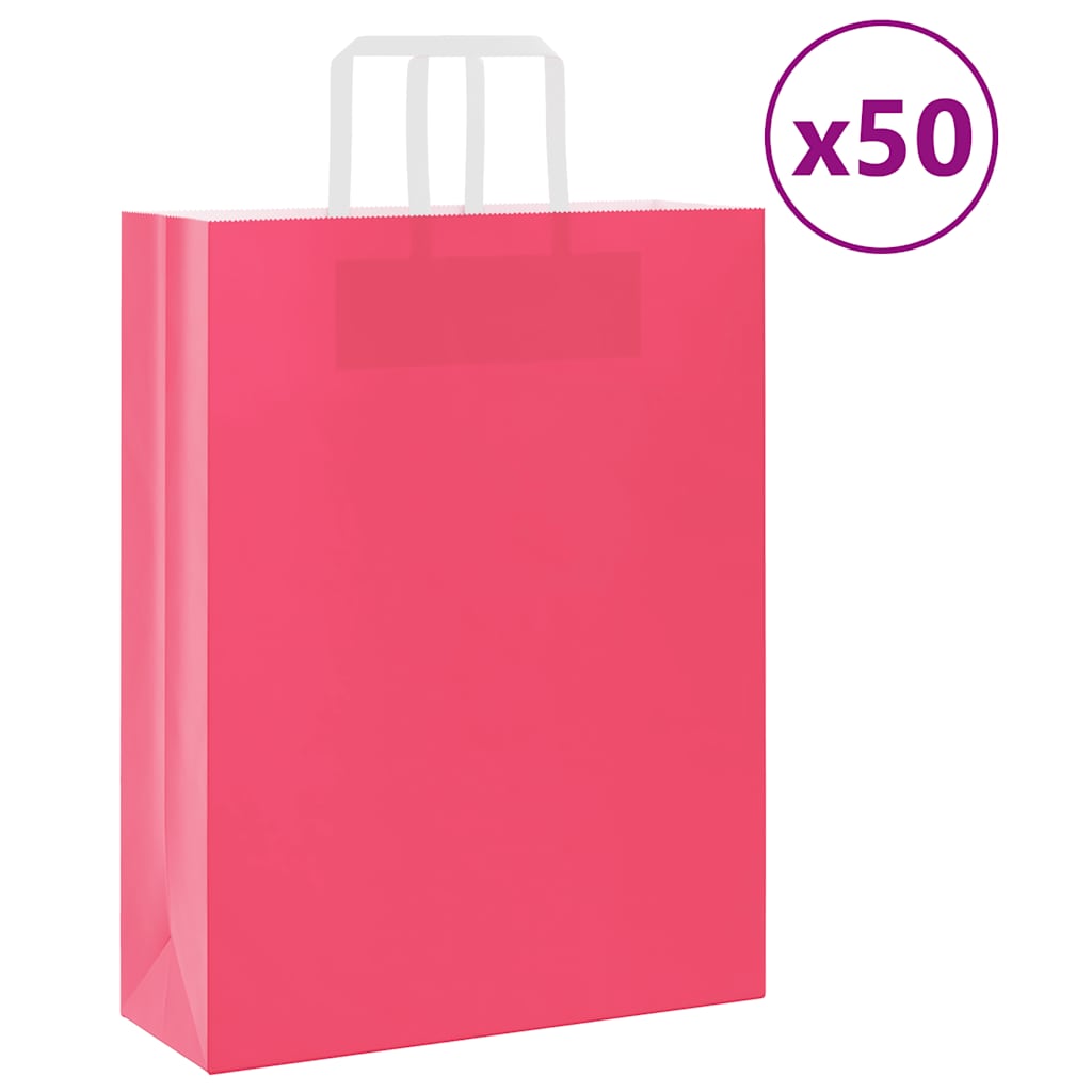 papirposer 50 stk. med håndtag 32x12x42 cm lyserød billede
