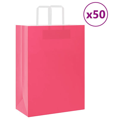 papirposer 50 stk. med håndtag 32x17x44 cm lyserød