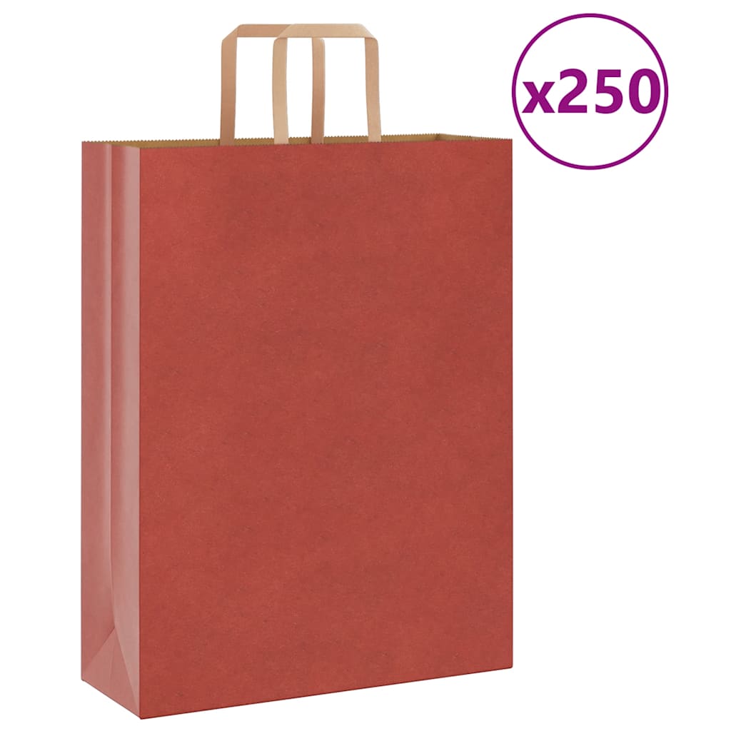 papirposer 250 stk. med håndtag 32x12x42 cm rød
