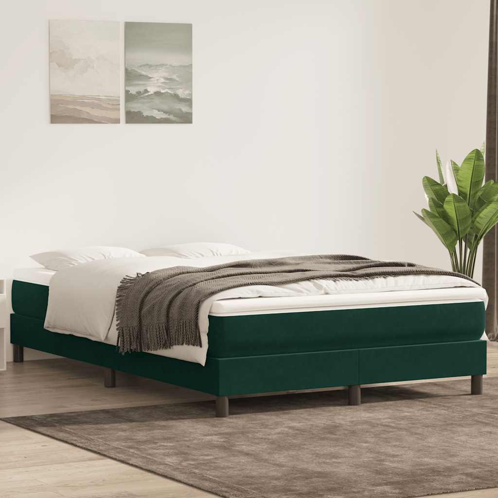 kontinentalseng med madras 160x220 cm fløjl mørkegrøn