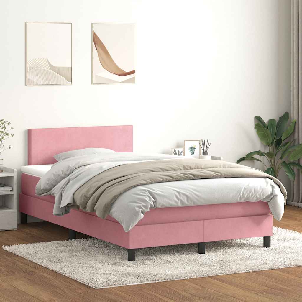 kontinentalseng med madras 120x220 cm velour lyserød