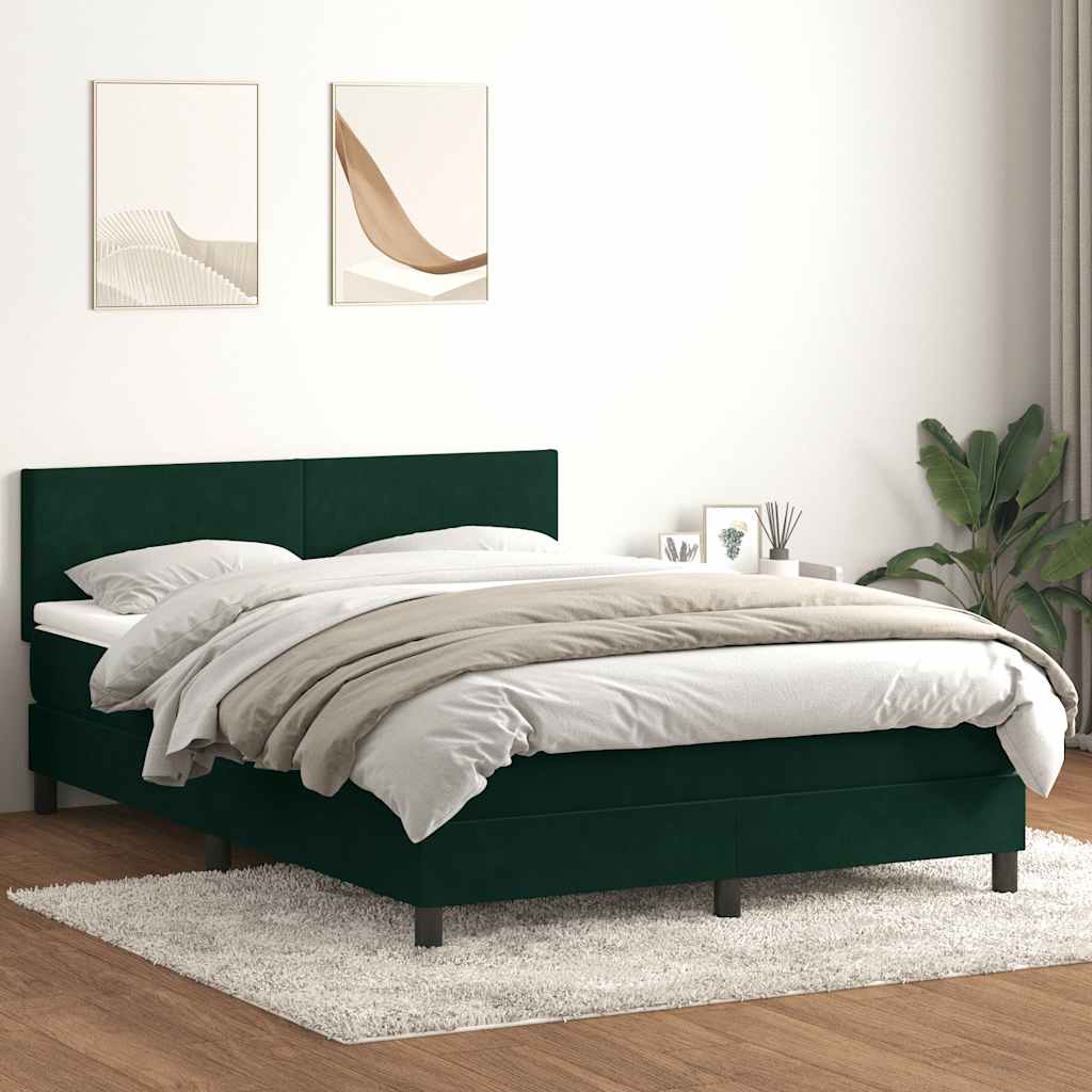 kontinentalseng med madras 160x220 cm fløjl mørkegrøn