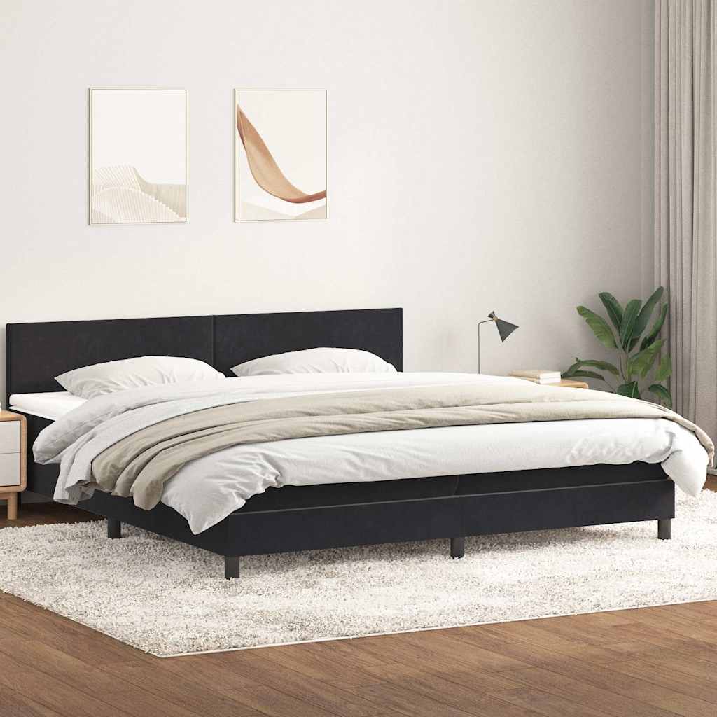 kontinentalseng med madras 200x220 cm fløjl sort