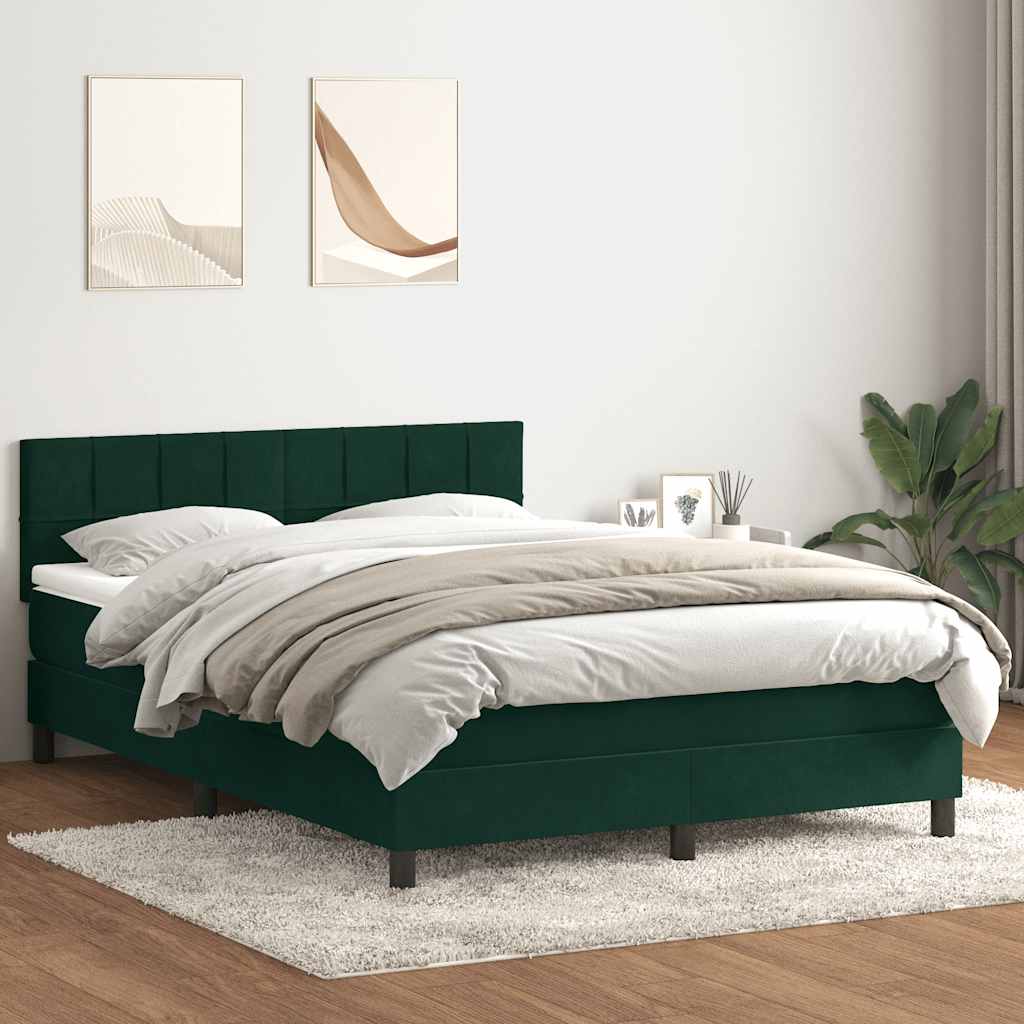 kontinentalseng med madras 160x220 cm fløjl mørkegrøn