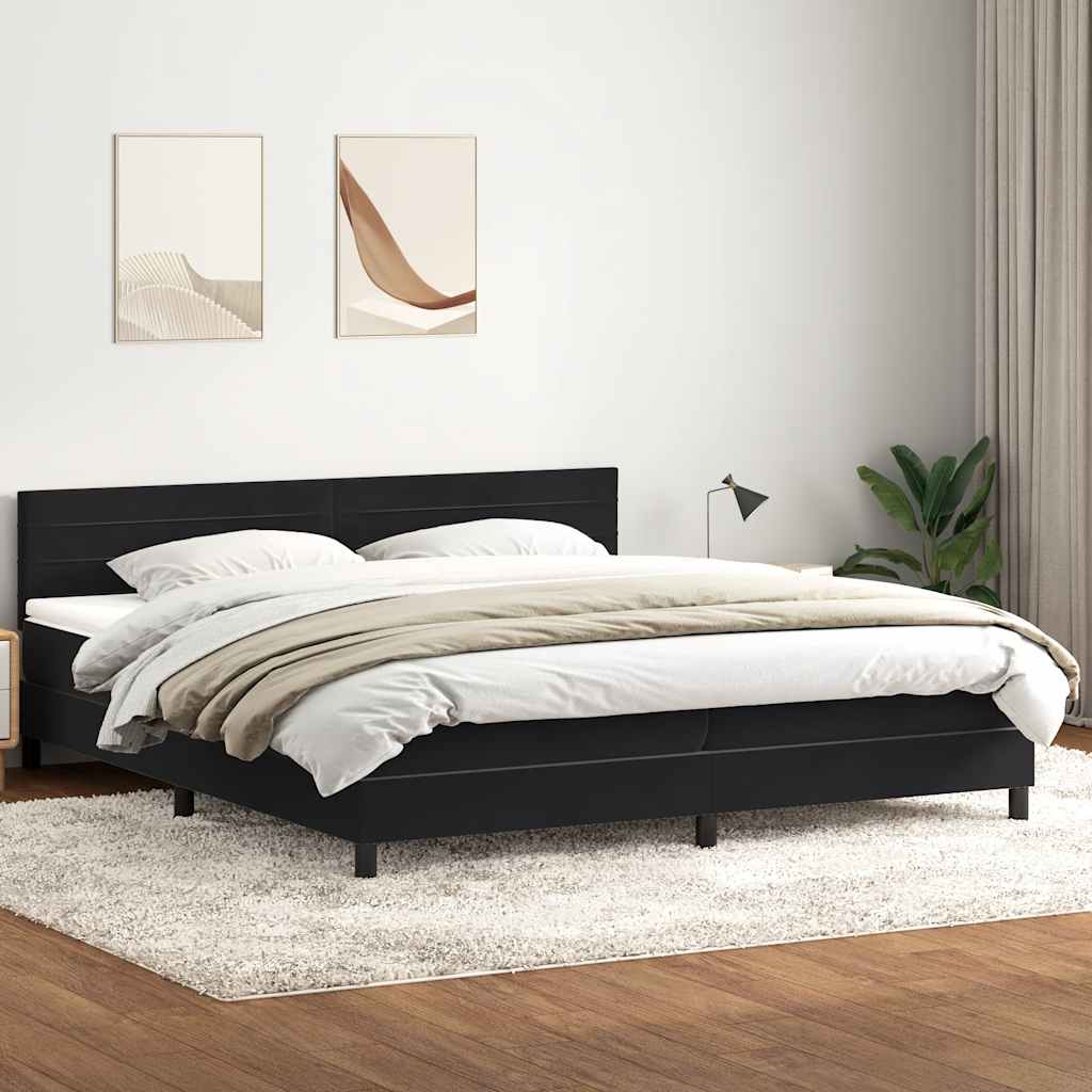 kontinentalseng med madras 200x220 cm fløjl sort