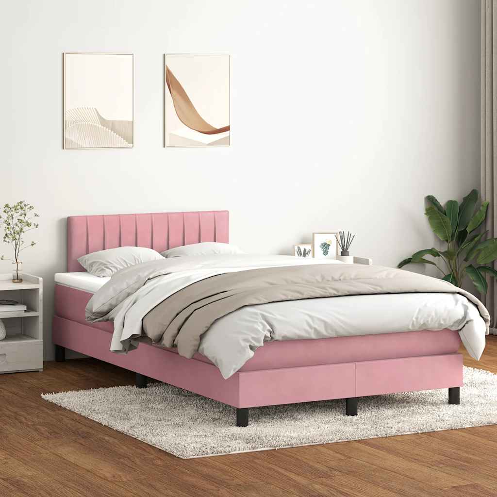 kontinentalseng med madras 120x220 cm velour lyserød