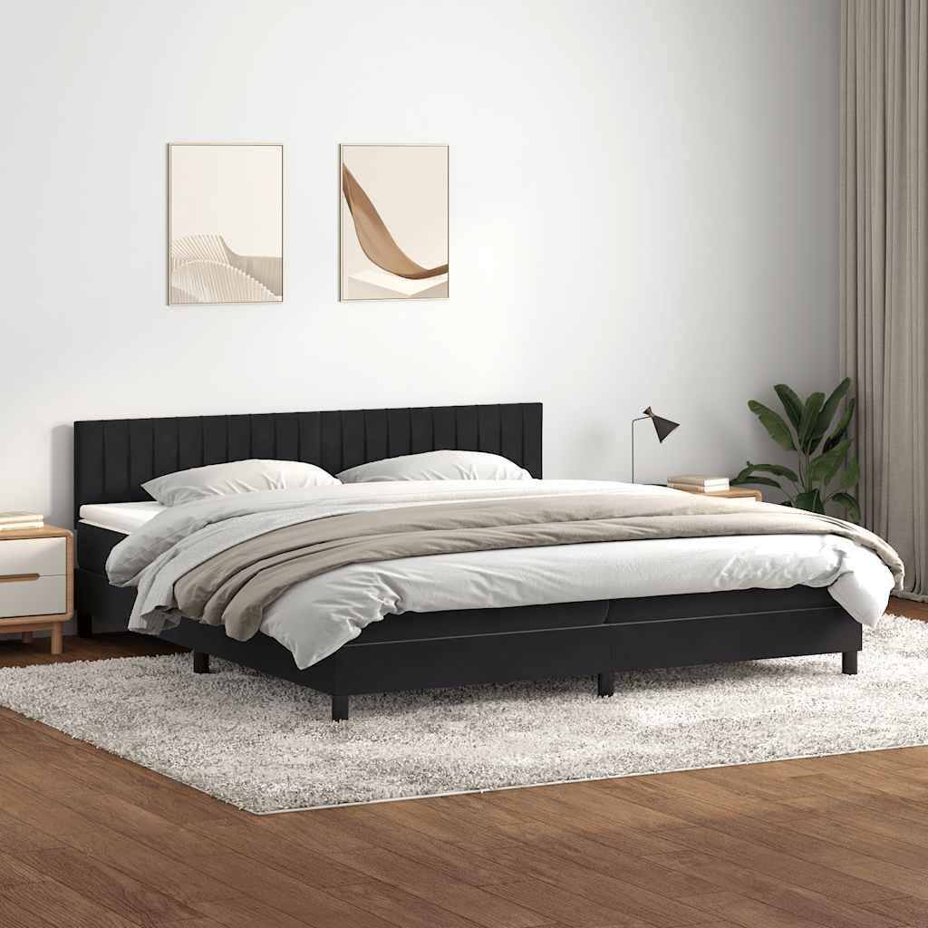 kontinentalseng med madras 200x220 cm fløjl sort
