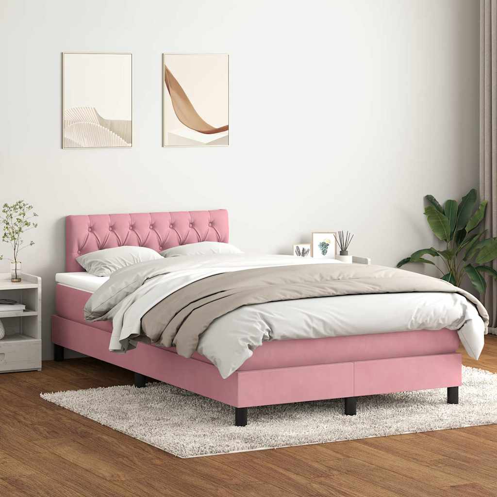 kontinentalseng med madras 120x220 cm velour lyserød