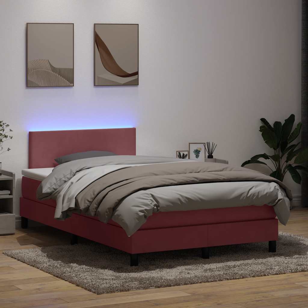 kontinentalseng med madras og LED-lys 120x220 cm velour lyserød