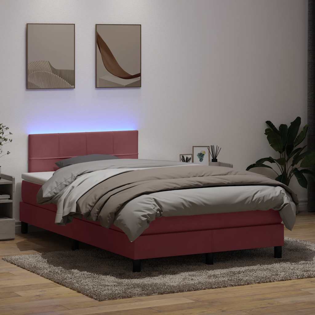 kontinentalseng med madras og LED-lys 120x220 cm velour lyserød