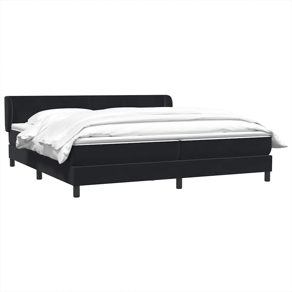 kontinentalseng med madrasser 200x220 cm fløjl sort