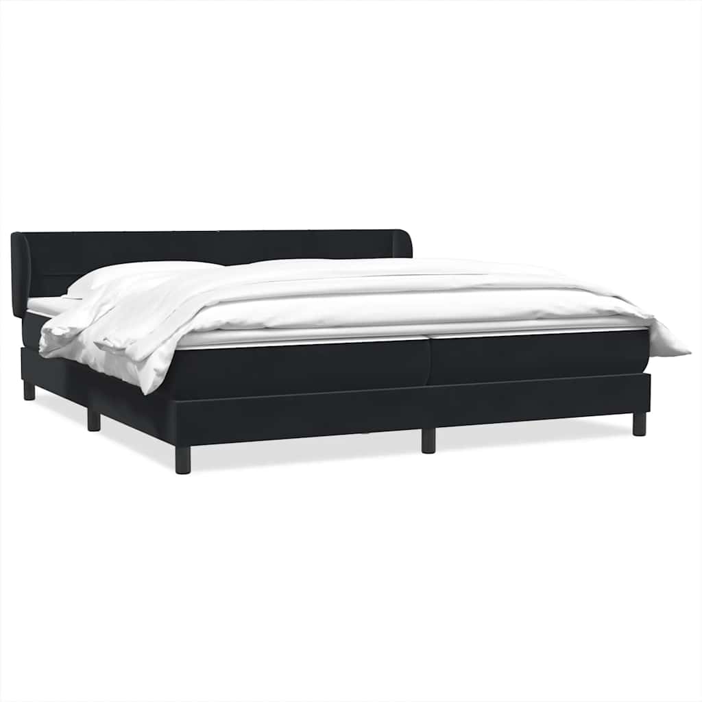 kontinentalseng med madrasser 200x220 cm fløjl sort