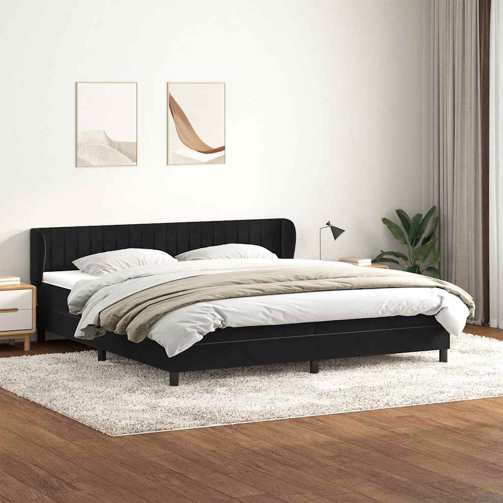 kontinentalseng med madrasser 200x220 cm fløjl sort