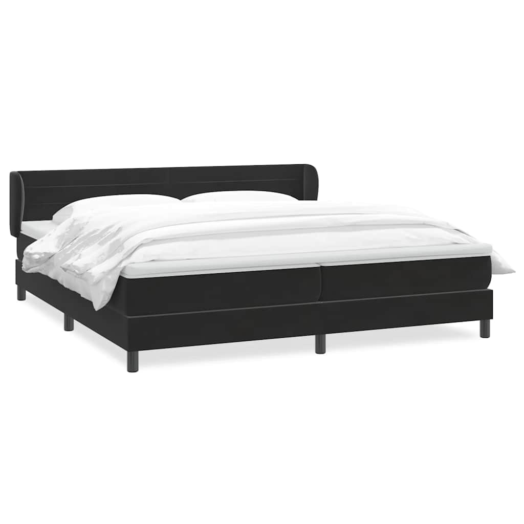 kontinentalseng med madrasser 200x220 cm fløjl sort