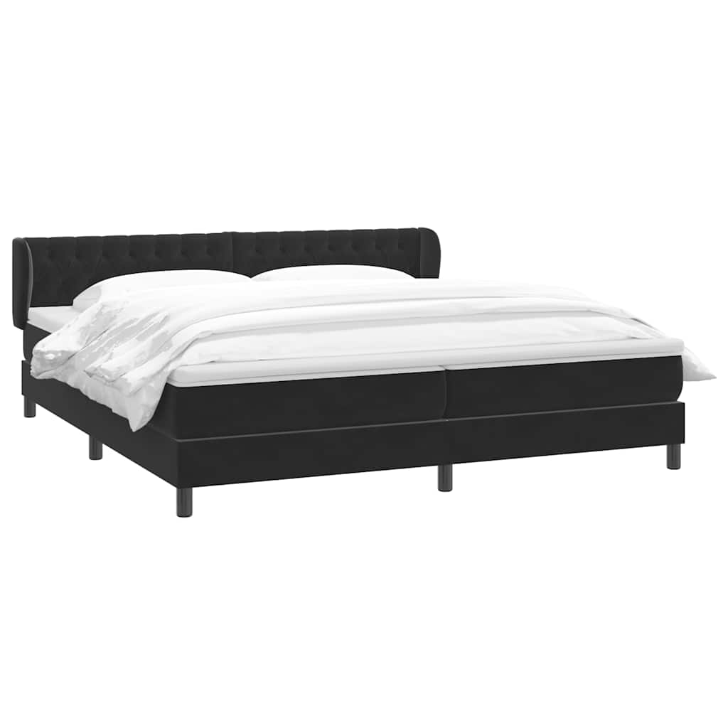 kontinentalseng med madrasser 200x220 cm fløjl sort