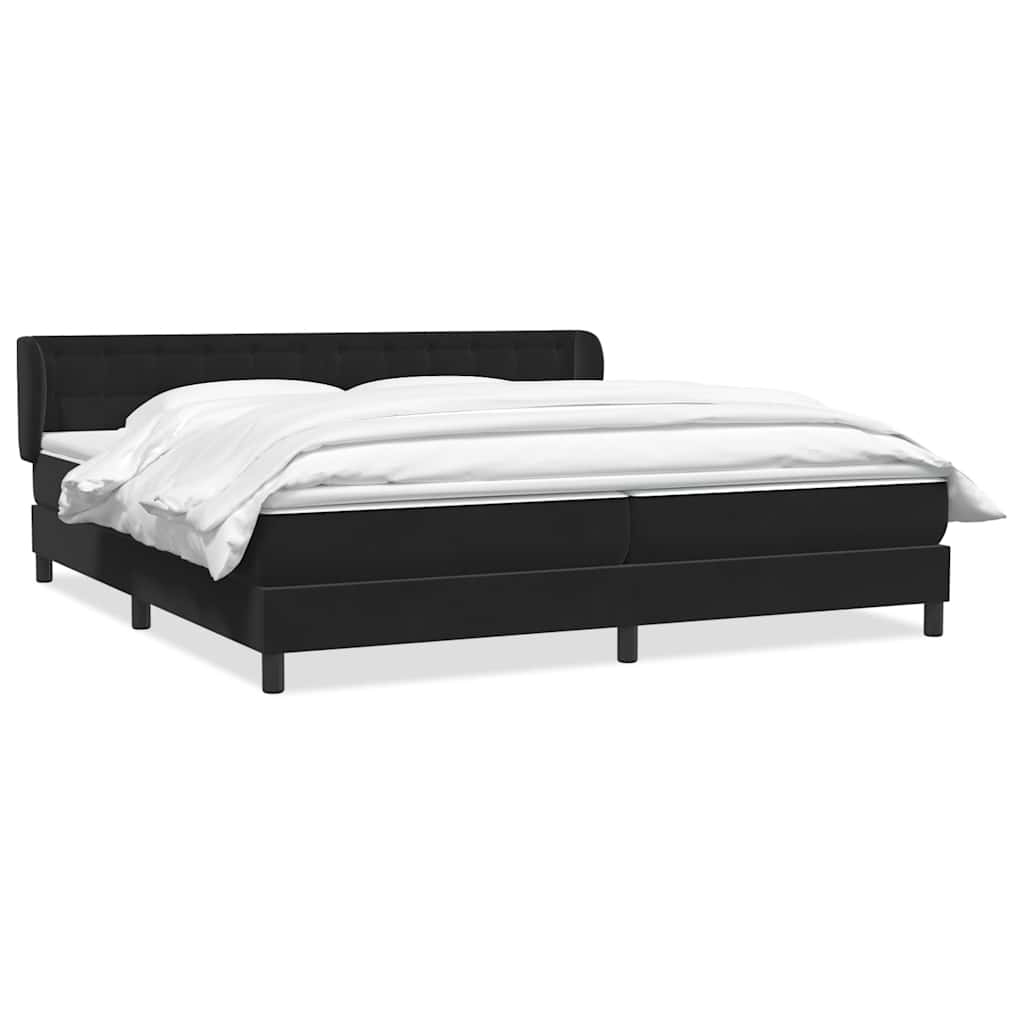 kontinentalseng med madrasser 200x220 cm fløjl sort