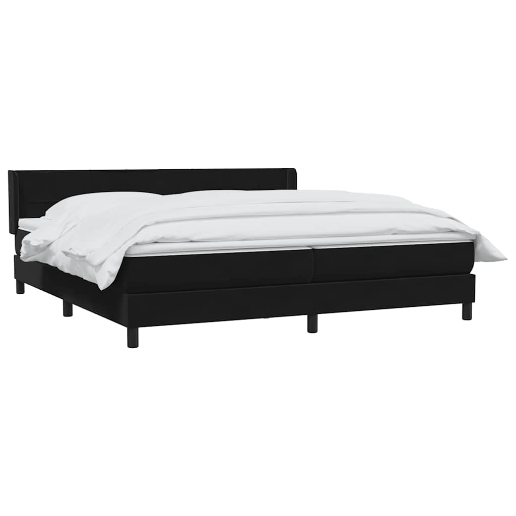kontinentalseng med madras 200x220 cm fløjl sort