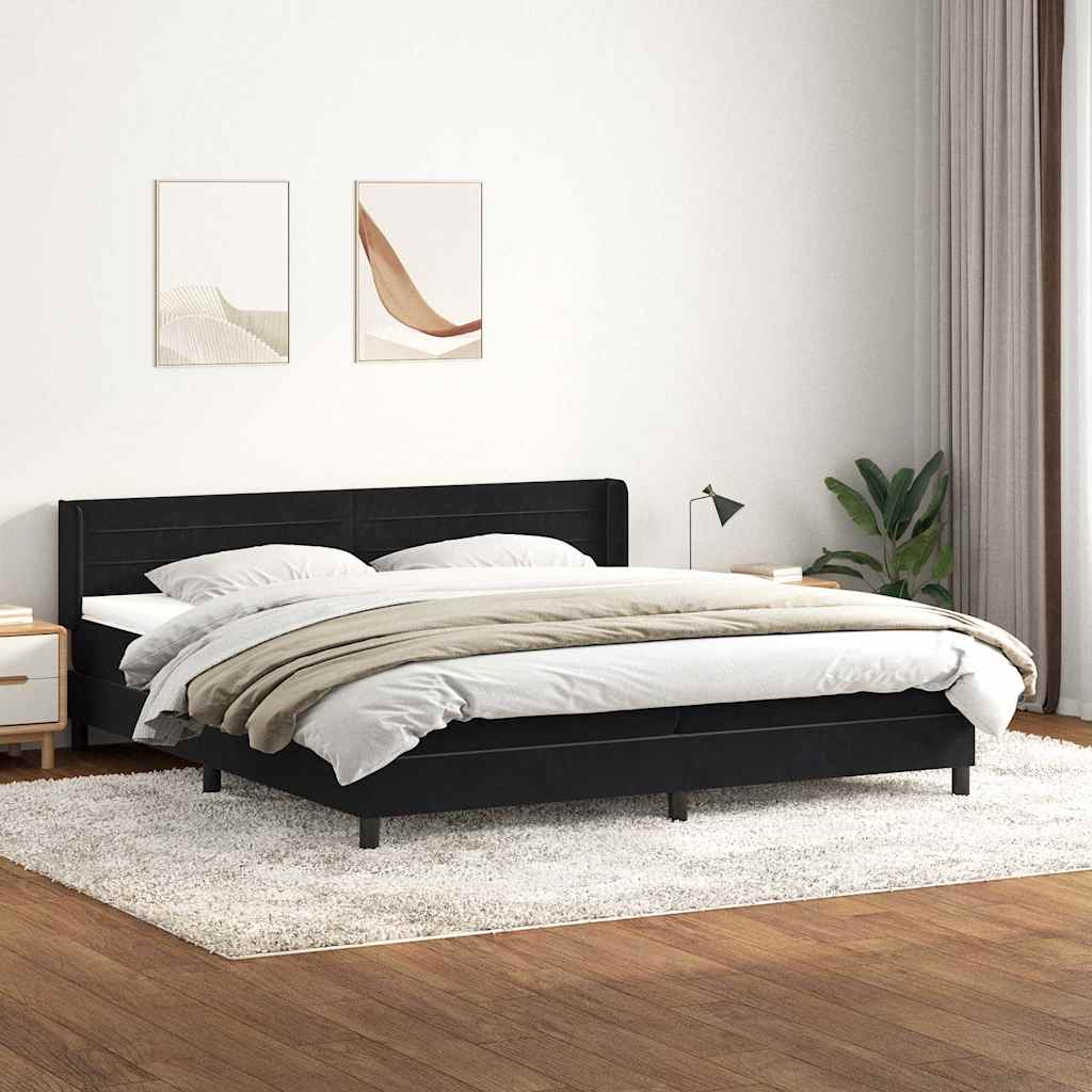 kontinentalseng med madras 200x220 cm fløjl sort