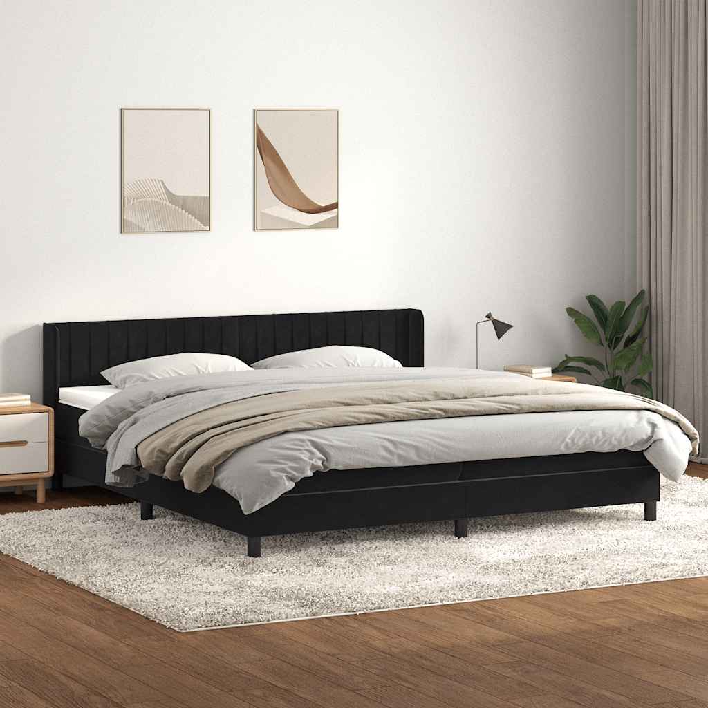 kontinentalseng med madras 200x220 cm fløjl sort