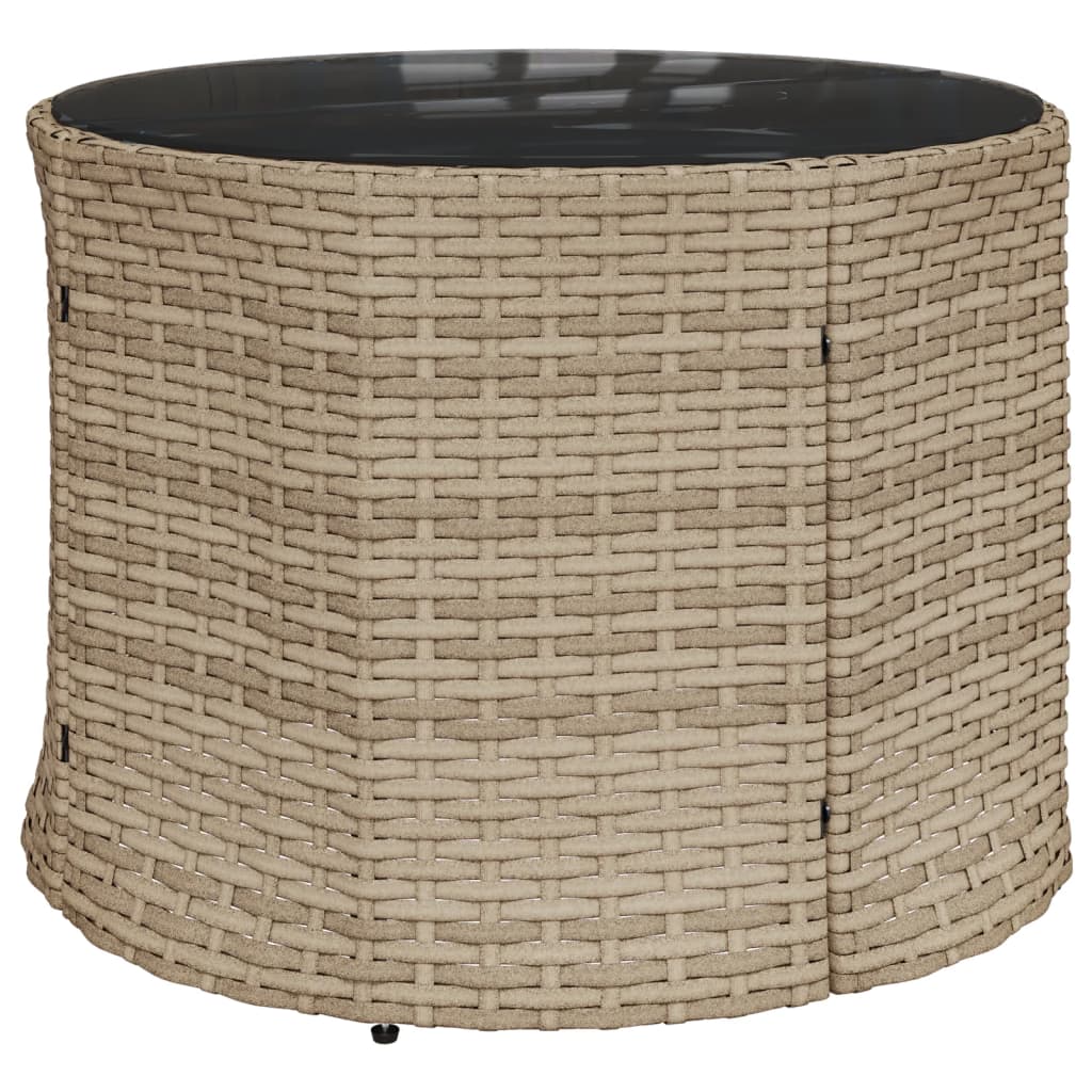 havesofa med bord og hynder halvrund polyrattan beige