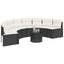 havesofa med hynder halvrund polyrattan sort