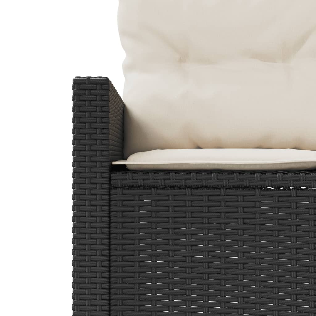 havesofa med hynder rund polyrattan sort
