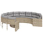 havesofa med hynder rund polyrattan beige