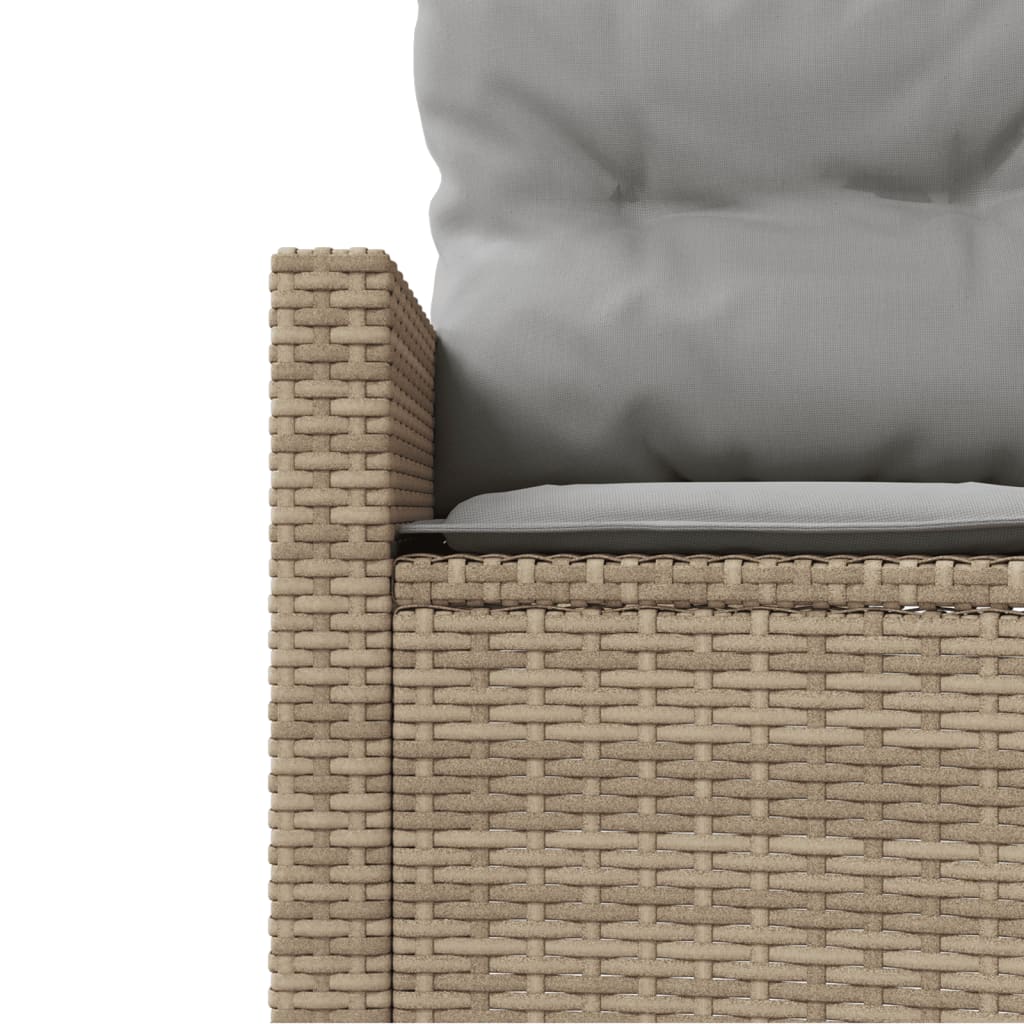 havesofa med hynder rund polyrattan beige