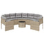 havesofa med bord og hynder rund polyrattan beige