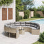 havesofa med bord og hynder rund polyrattan beige