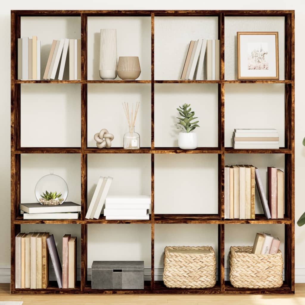 Bogskab/reolsystem 137,5×29×137,5 cm - konstrueret træ, røget egetræ