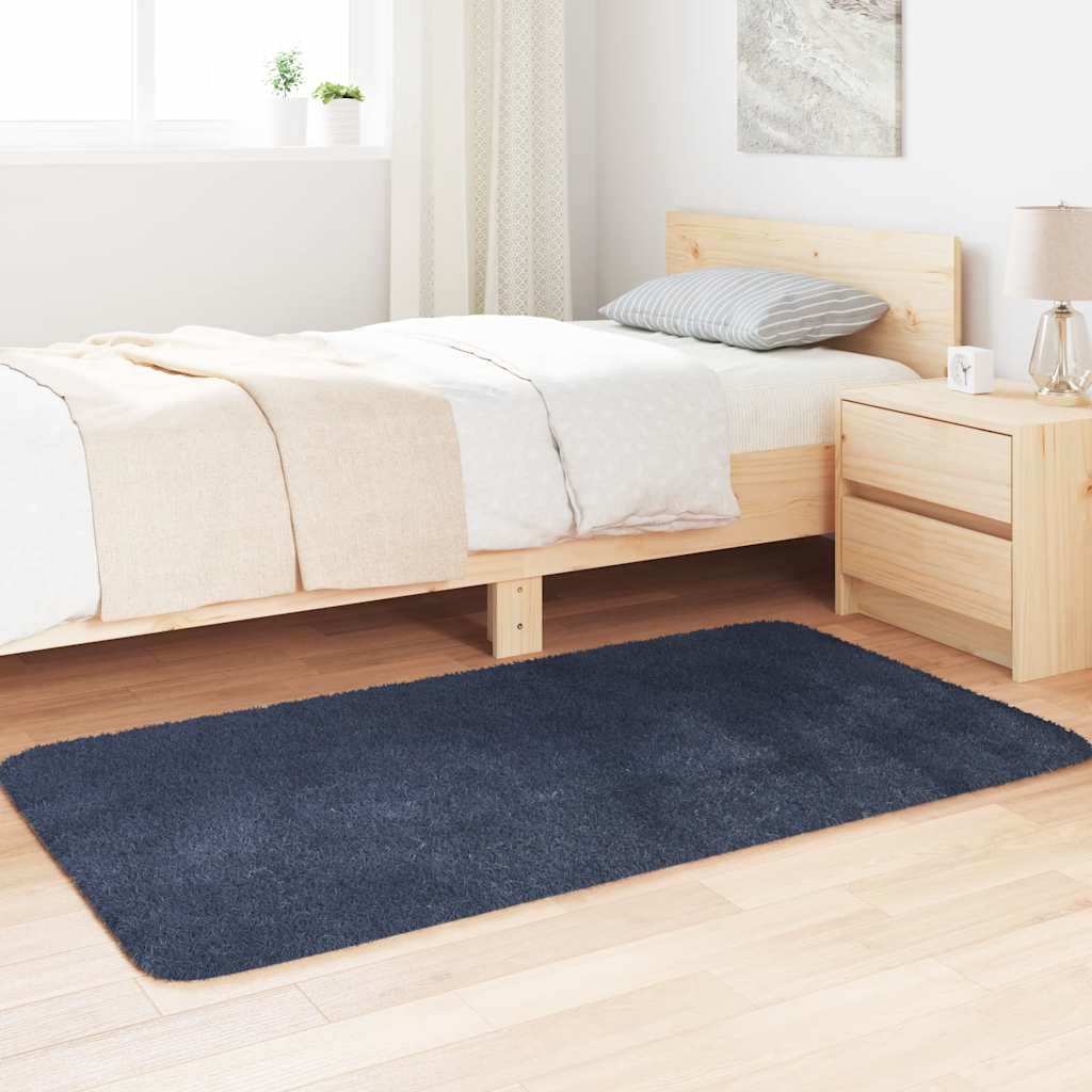 shaggy gulvtæppe NAVARRA 80x150 cm høje luv polyester marineblå
