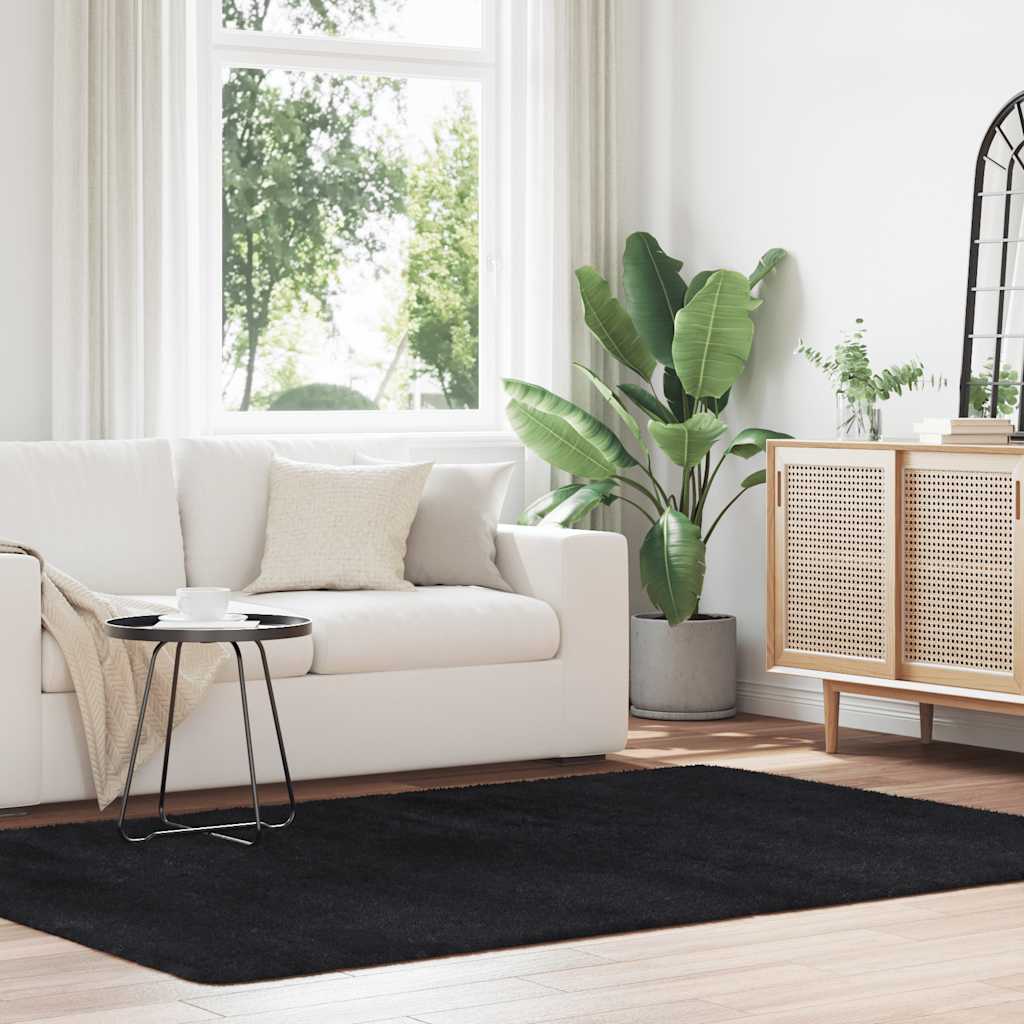 shaggy gulvtæppe NAVARRA 160x230 cm høje luv polyester sort