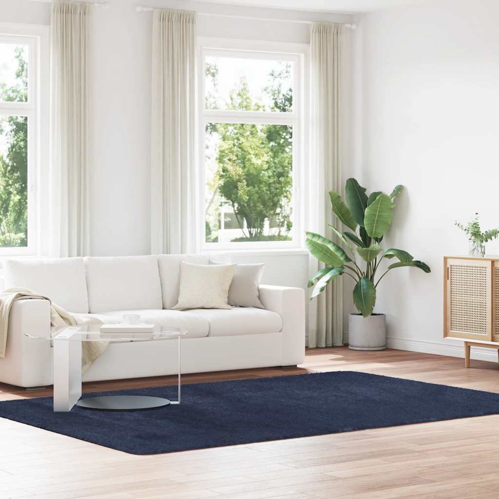 shaggy gulvtæppe NAVARRA 200x290cm høje luv polyester marineblå