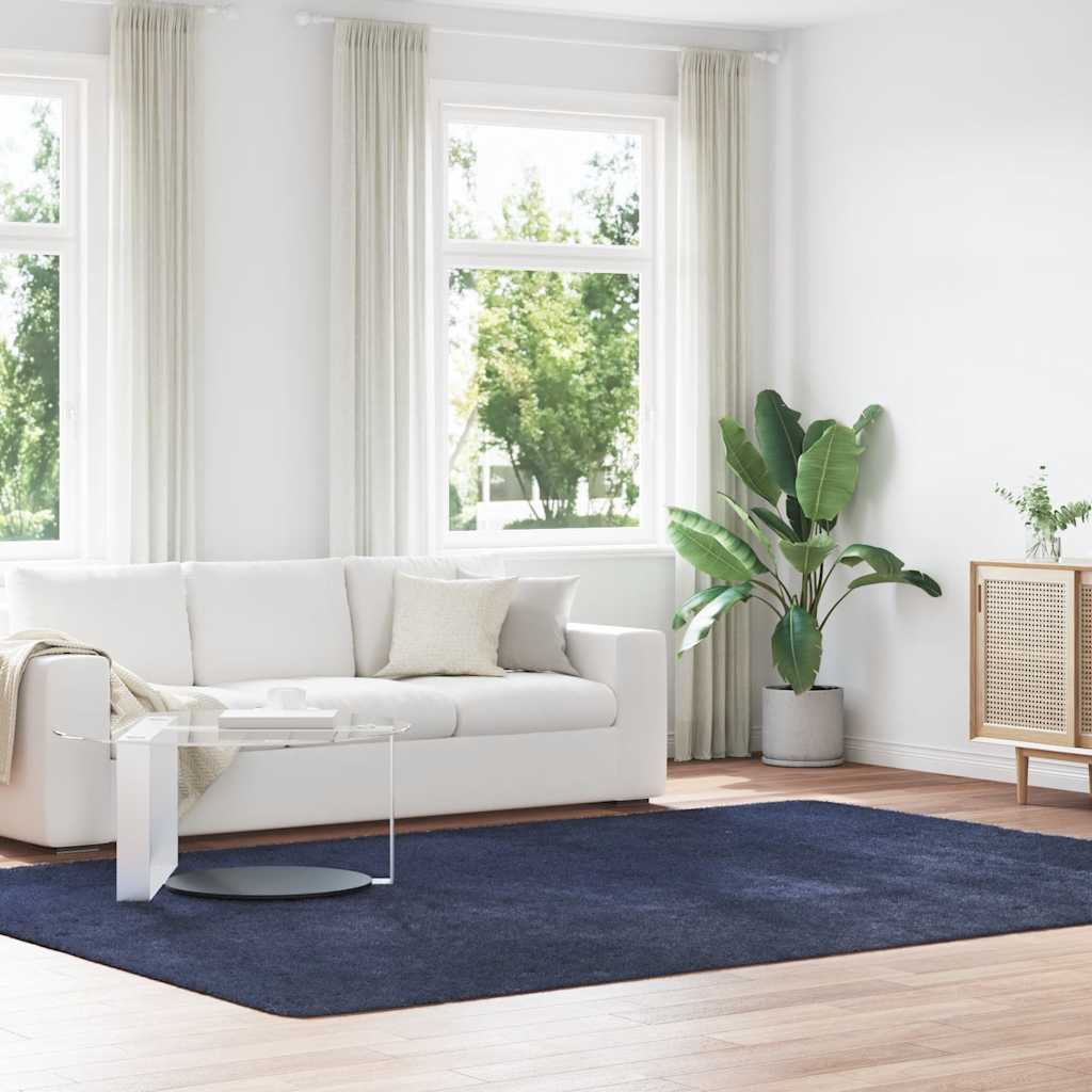 shaggy gulvtæppe NAVARRA 240x340cm høje luv polyester marineblå