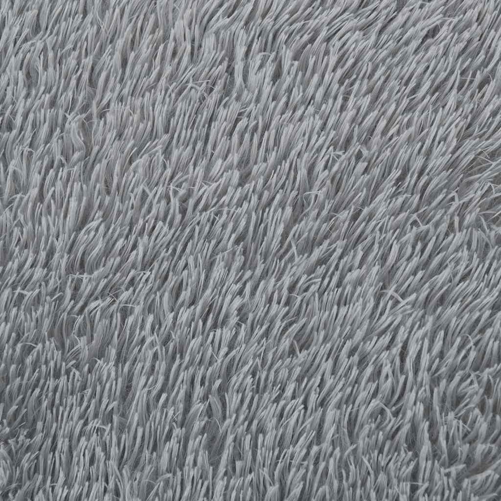 shaggy gulvtæppe NAVARRA 120x120 cm høje luv polyester lysegrå