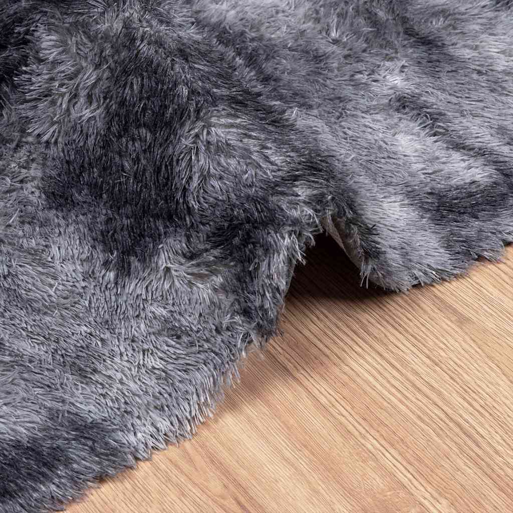 shaggy gulvtæppe NAVARRA 160x160 cm høje luv polyester mørkegrå