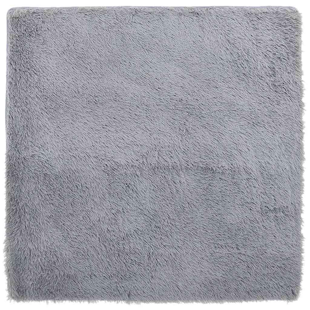 shaggy gulvtæppe NAVARRA 160x160 cm høje luv polyester lysegrå