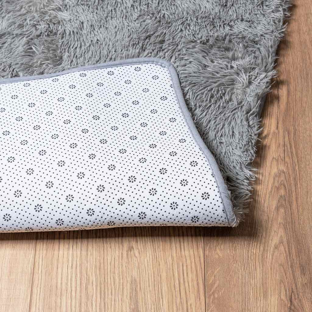 shaggy gulvtæppe NAVARRA 240x240 cm høje luv polyester lysegrå