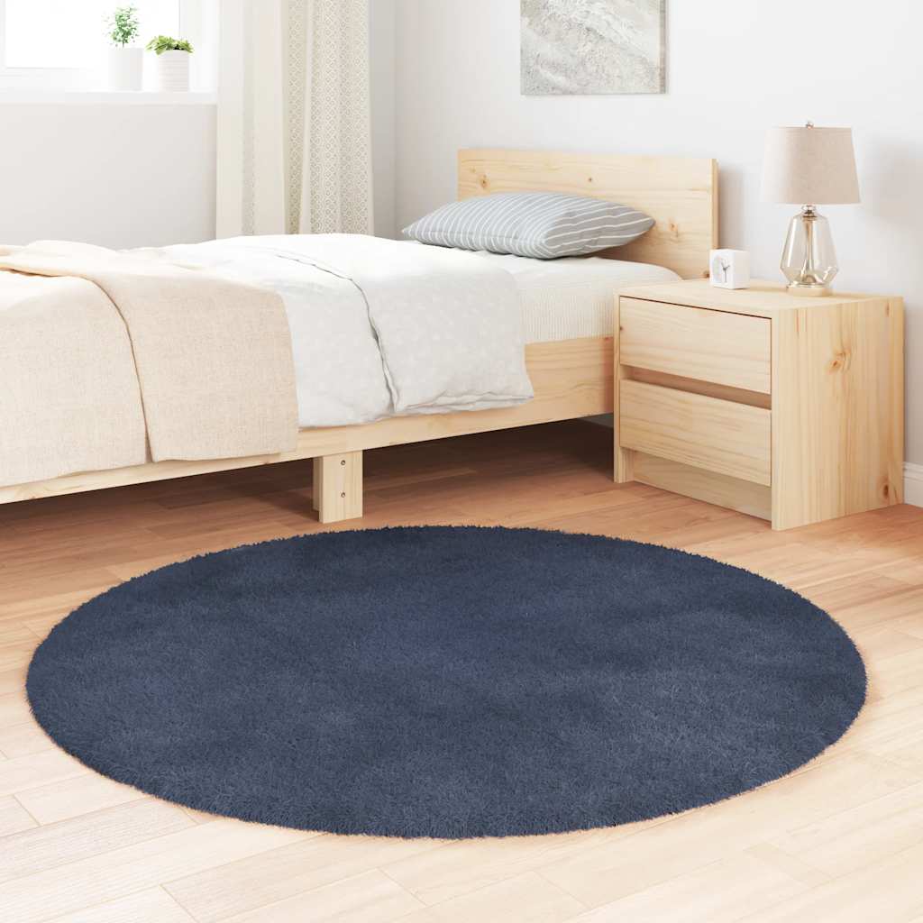 shaggy gulvtæppe NAVARRA 120x120cm høje luv polyester marineblå