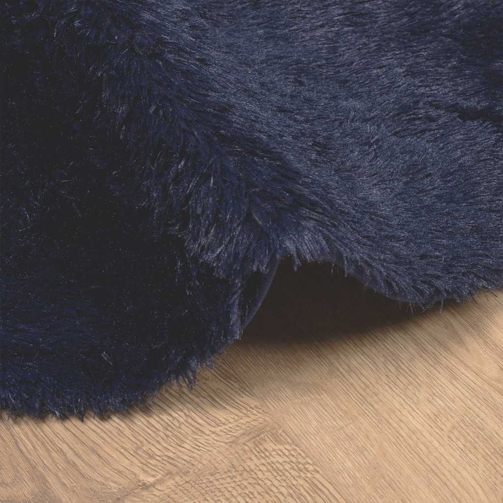 shaggy gulvtæppe NAVARRA 120x120cm høje luv polyester marineblå