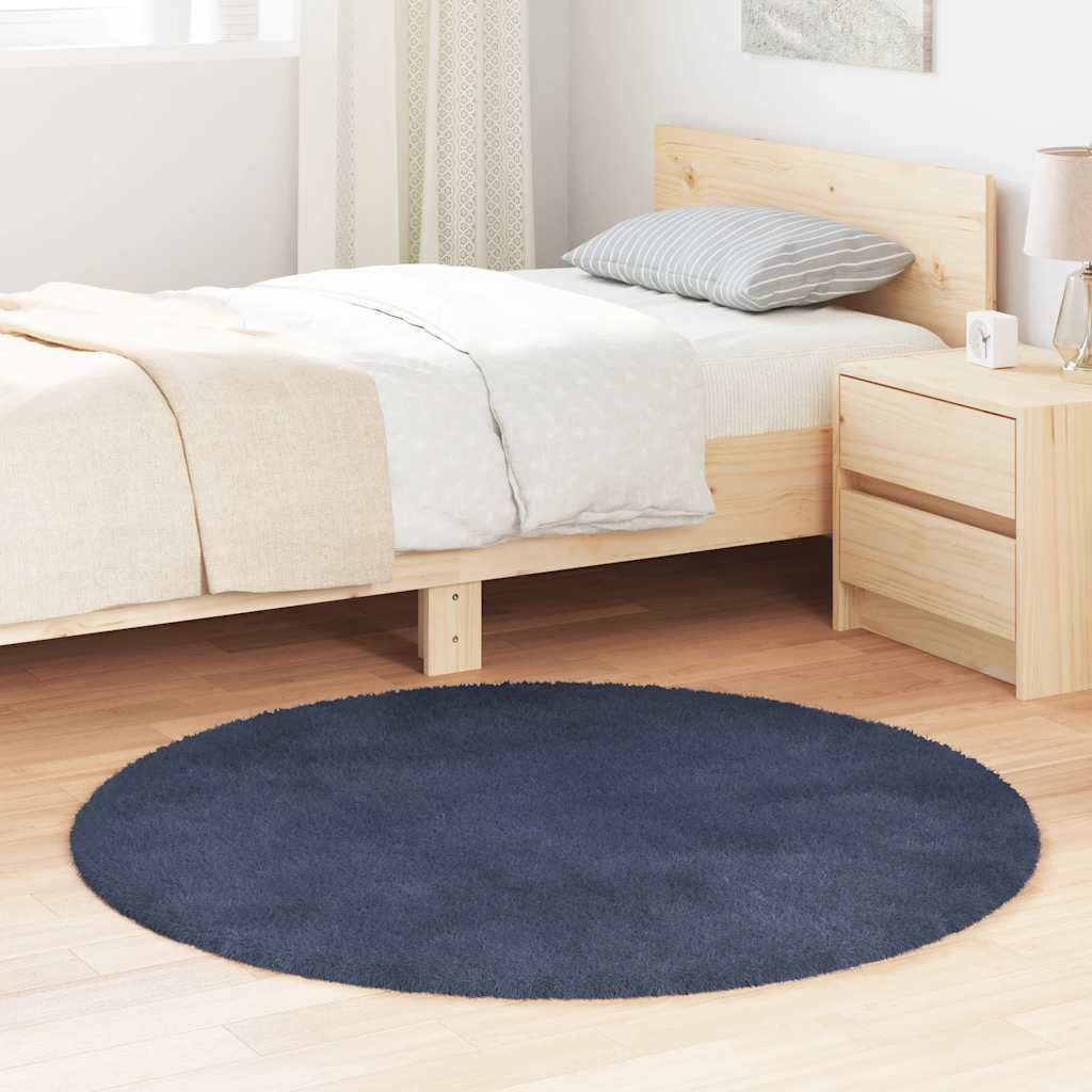 shaggy gulvtæppe NAVARRA 120x120cm høje luv polyester marineblå