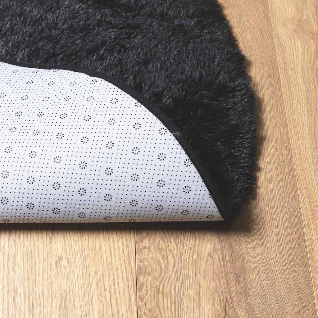 shaggy gulvtæppe NAVARRA 160x160 cm høje luv polyester sort