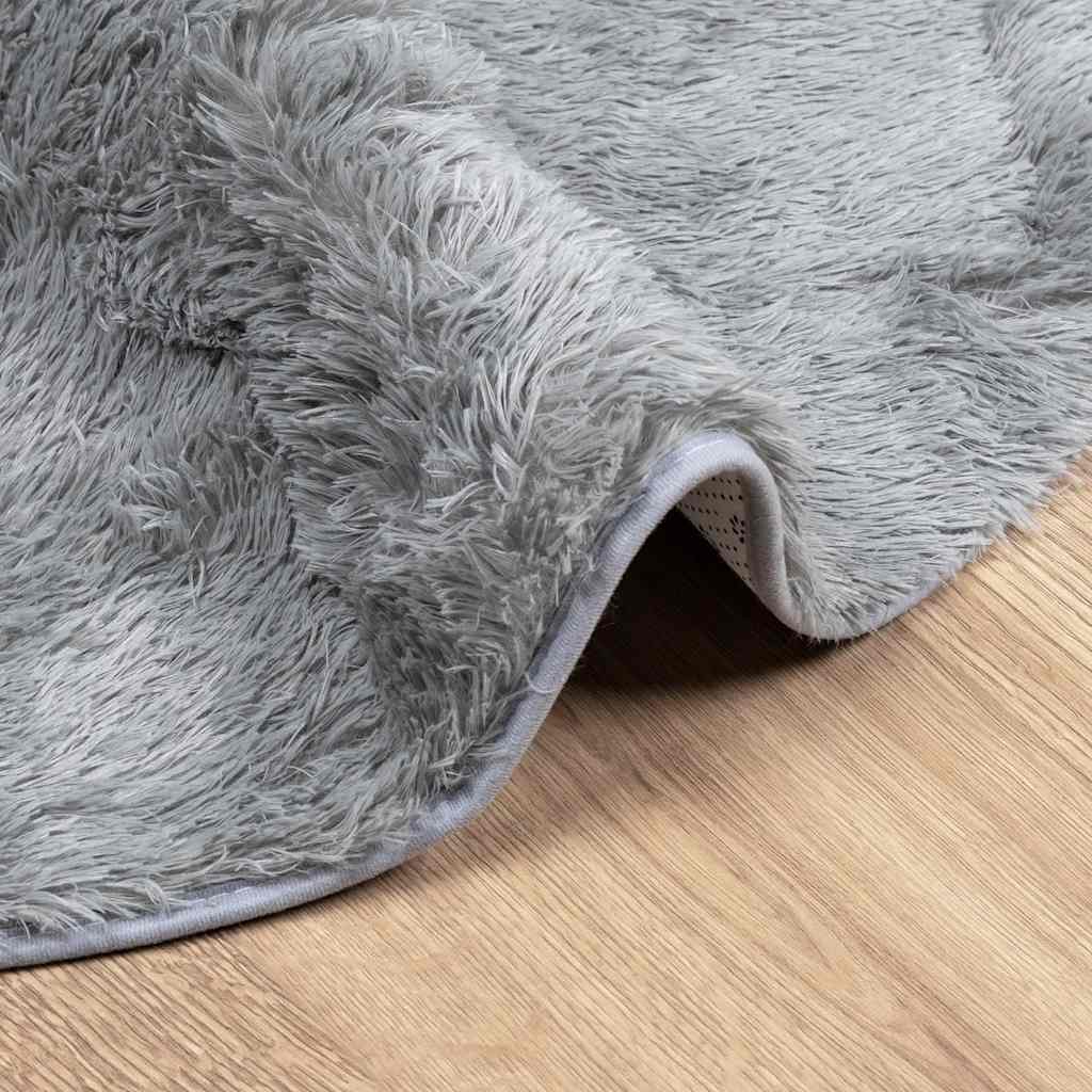 shaggy gulvtæppe NAVARRA 160x160 cm høje luv polyester lysegrå