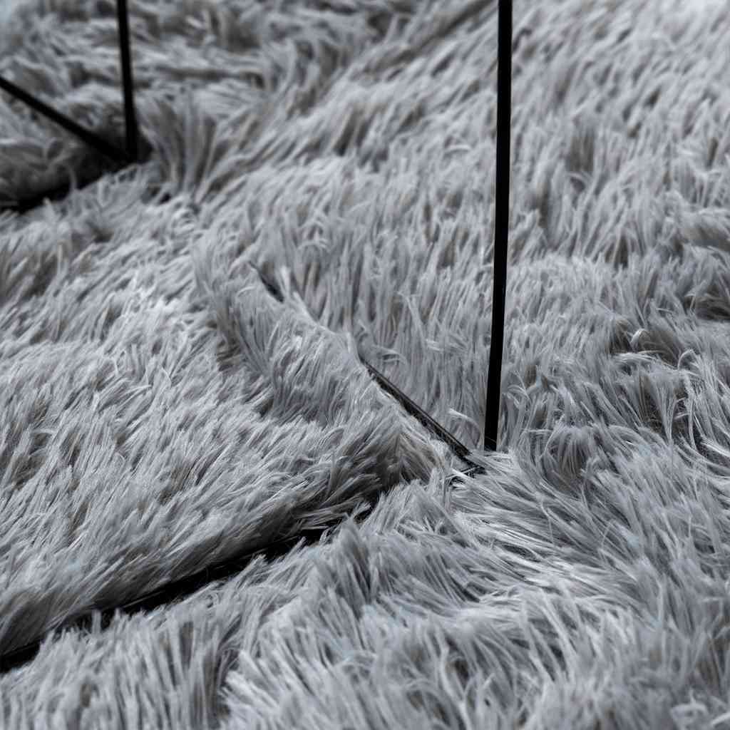 shaggy gulvtæppe NAVARRA 160x160 cm høje luv polyester lysegrå