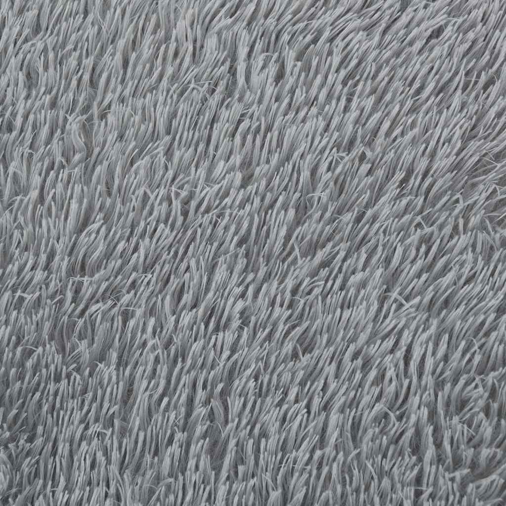 shaggy gulvtæppe NAVARRA 160x160 cm høje luv polyester lysegrå