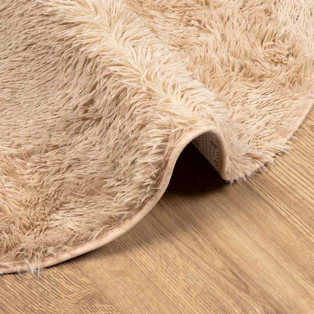 shaggy gulvtæppe NAVARRA 200x200 cm høje luv polyester beige