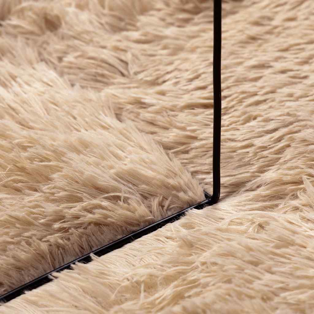 shaggy gulvtæppe NAVARRA 200x200 cm høje luv polyester beige